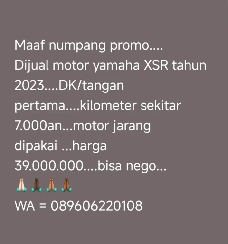 Dijual motor yamaha XSR thn 2023