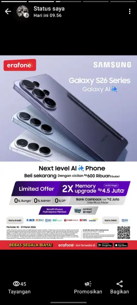 Promo samsung S26 ultra free upgrade