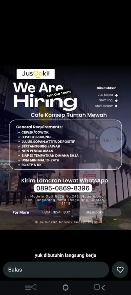 Di cari yang mau kerja