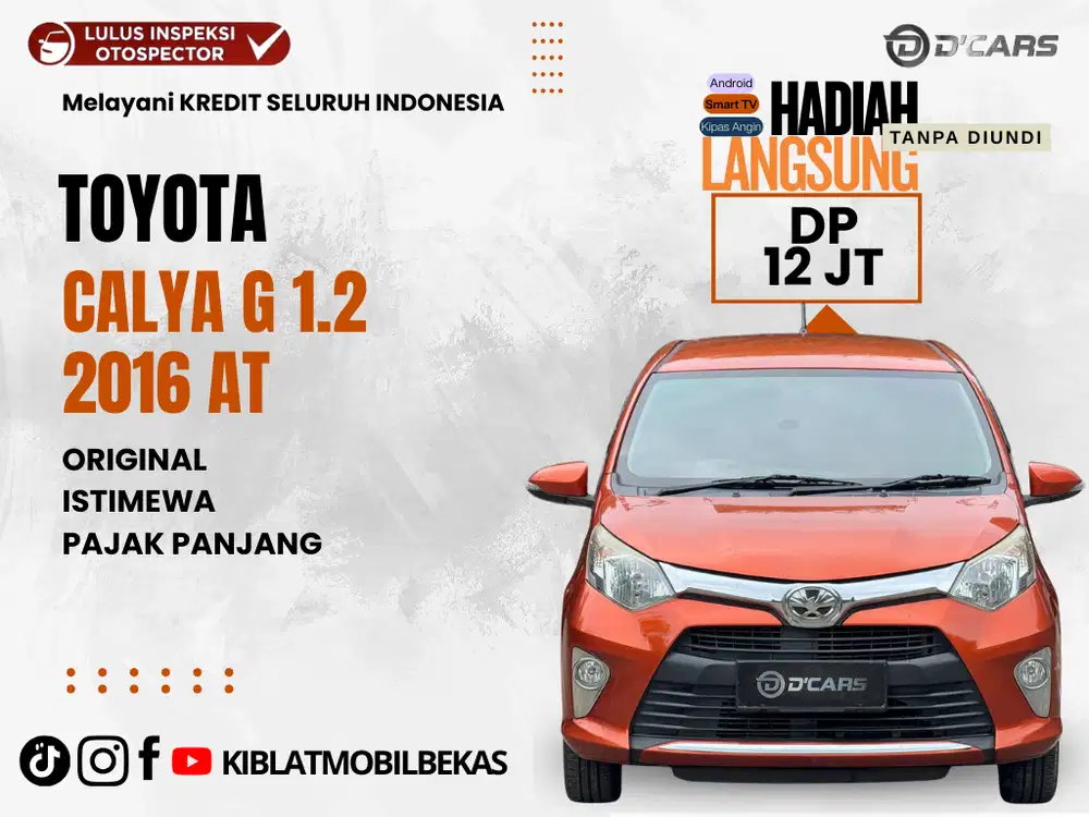 TOYOTA CALYA G 1.2 AUTOMATIC 2016 ORIGINAL DP MINIM