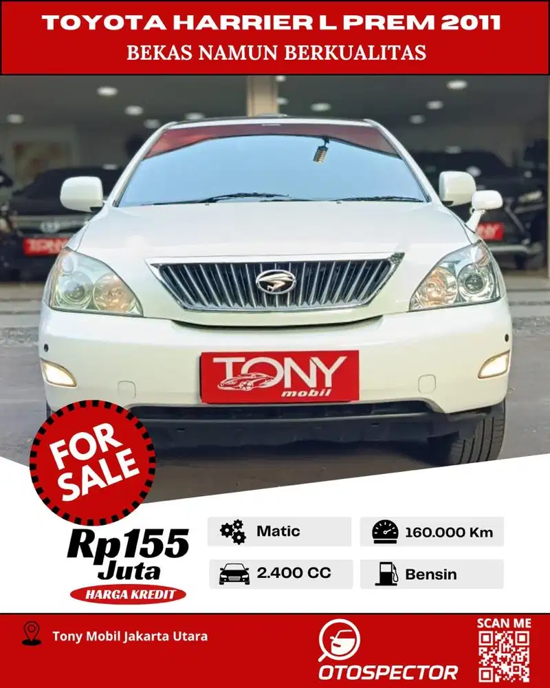 #Tony Mobil# Toyota Harrier 2.4L Premium Sound 2011 Putih