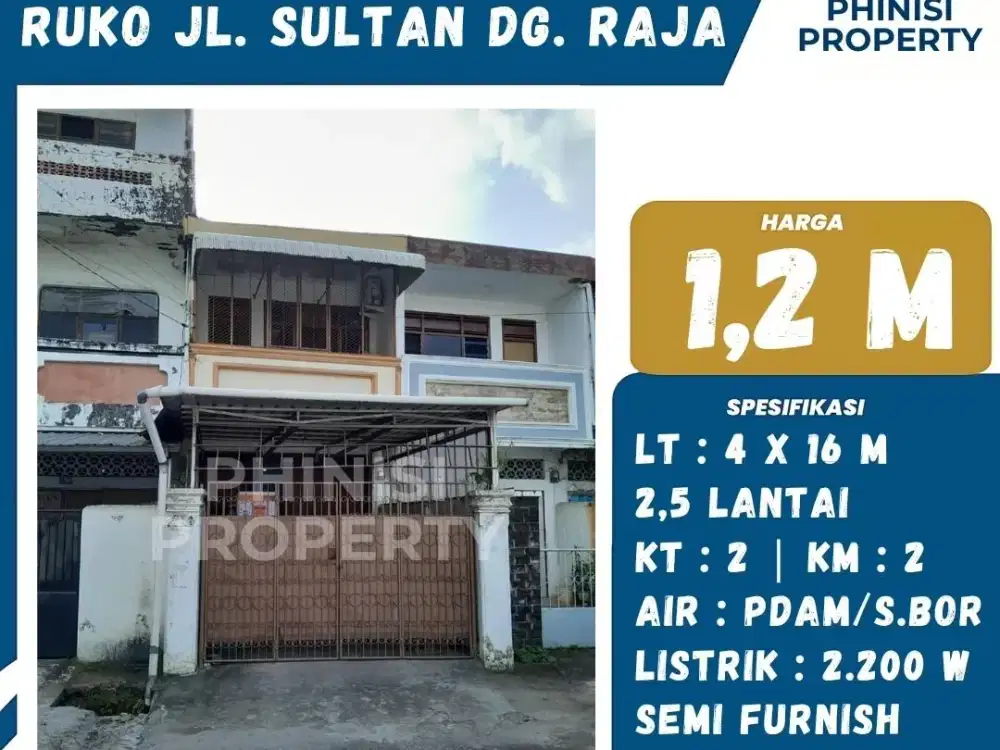 Dijual Ruko Jalan Sultan Daeng Raja dekat Sunu dan Pongtiku