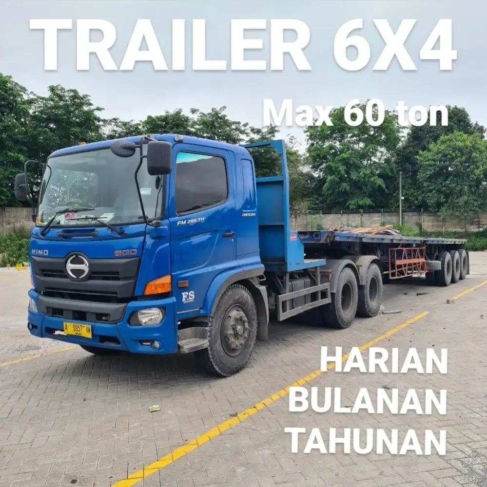 Sewa trailer panjang 12 meter flat bed