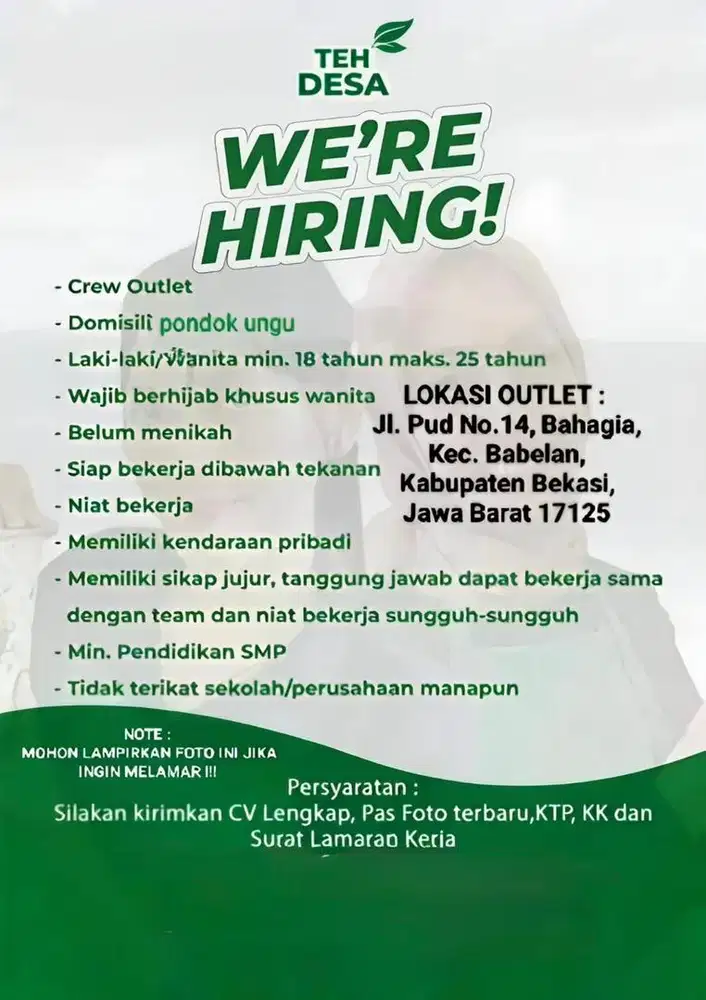 Lowongan jaga outlet minuman