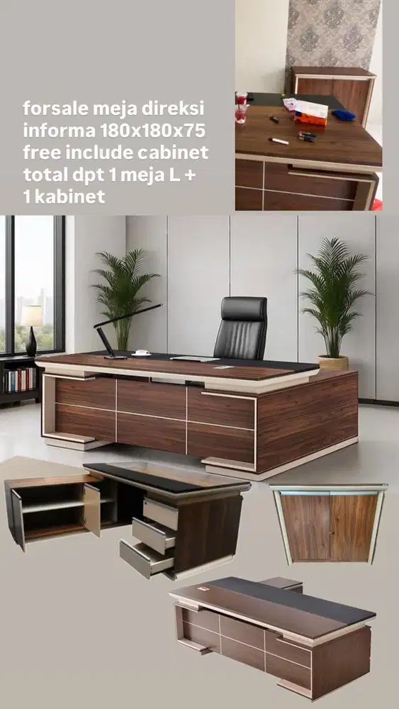 Meja L Kantor Kerja Direksi Direktur Manager Informa  free kabinet