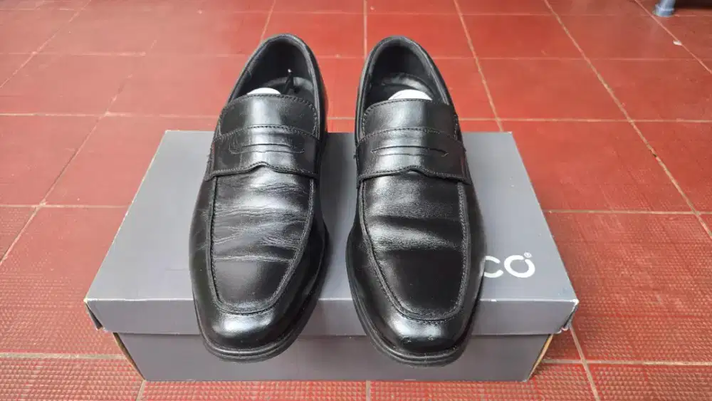 Sepatu Pantofel Ecco Melbourne Original Hitam