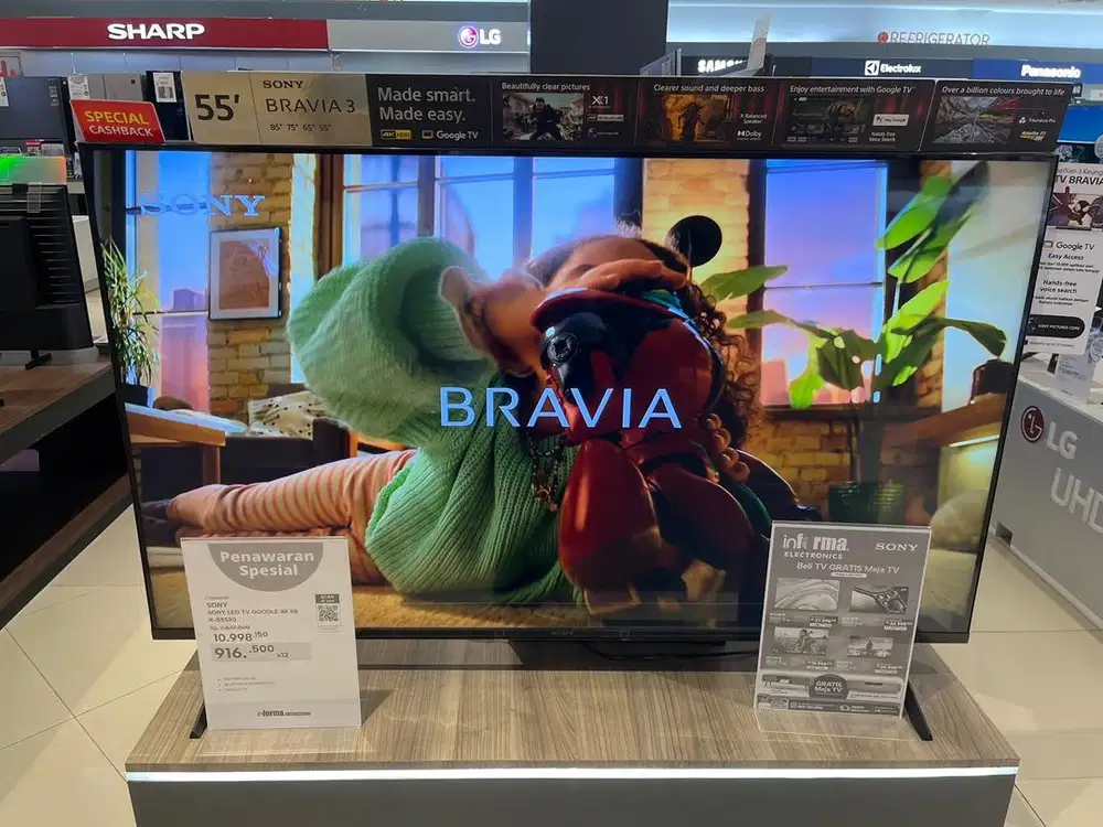 CICILAN TV SONY GOOGLE 4K 55 INCH