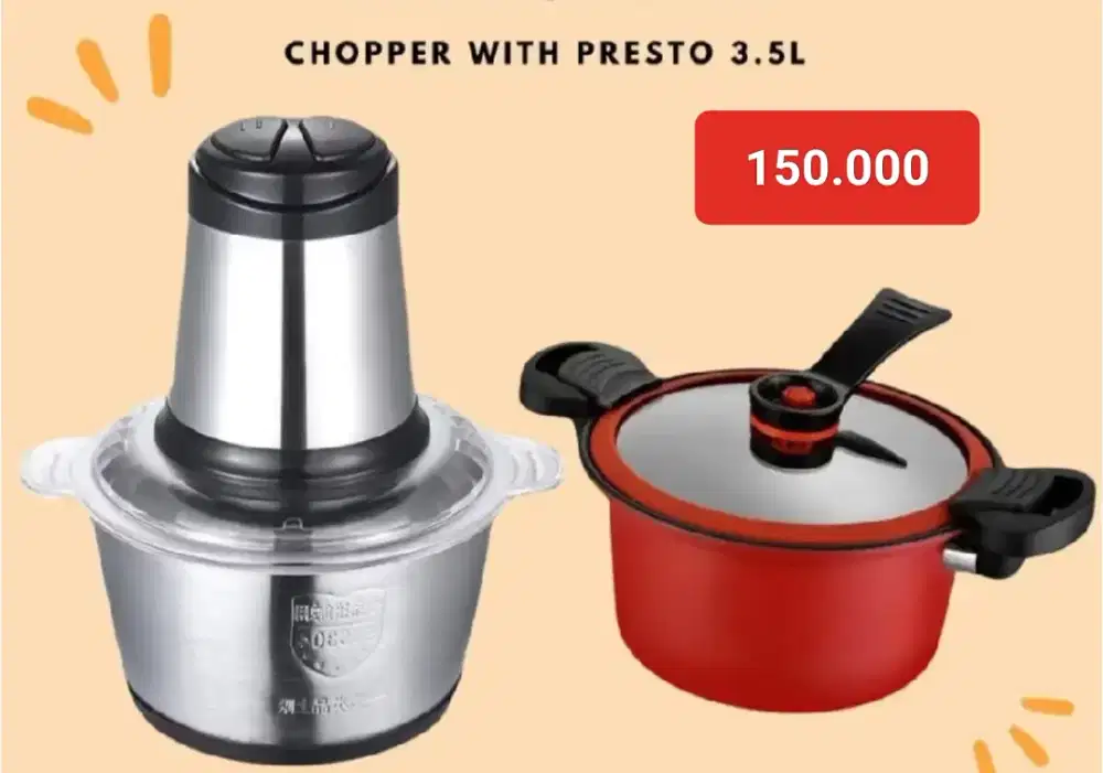 paket combo blender chopper & panci presto 3,5L