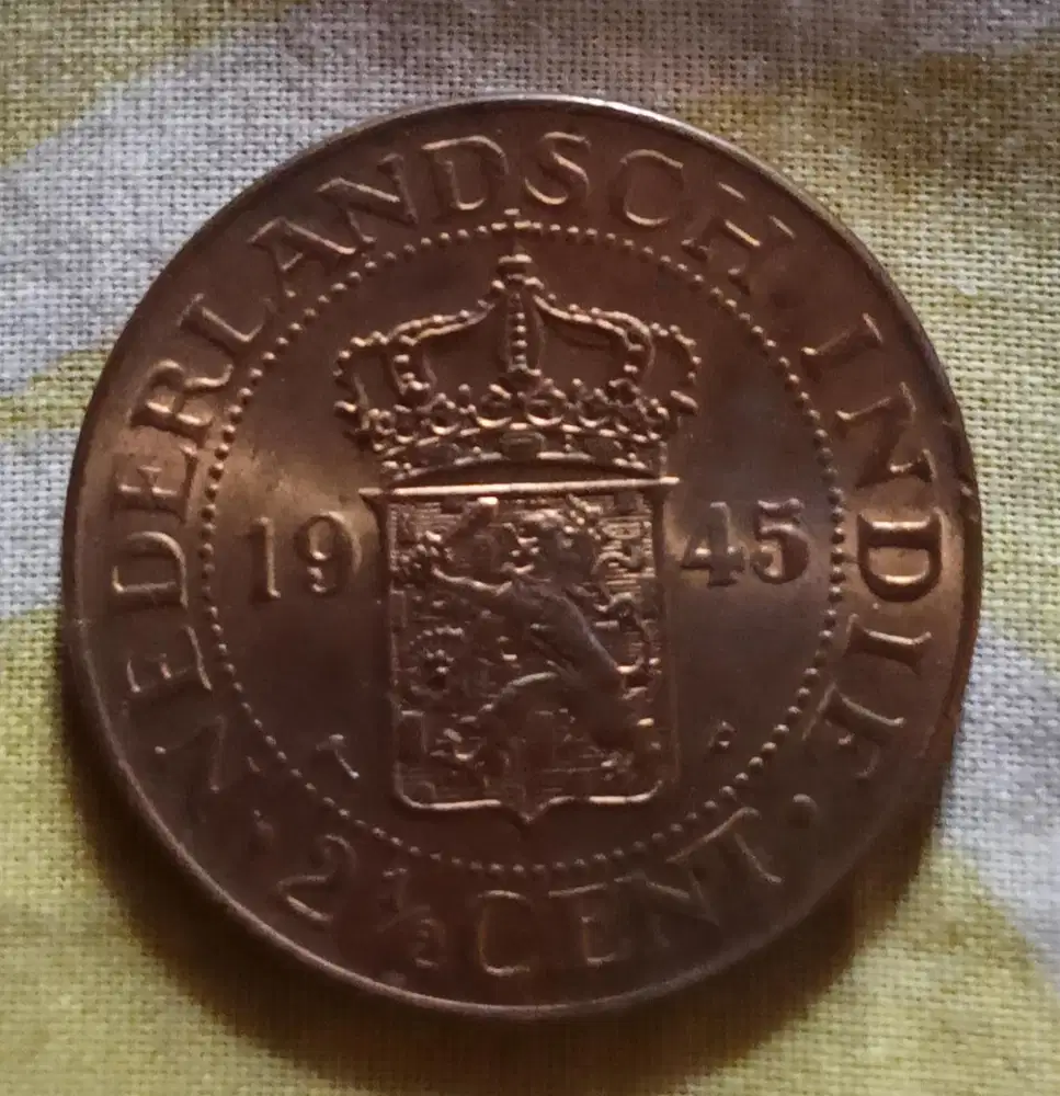 koin kuno Hindia Belanda (Nederlandsch Indie) pecahan 21/2 Cent th1945