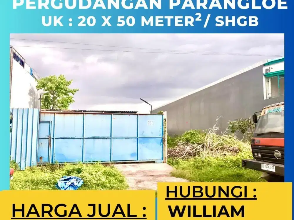 JUAL TANAH PERGUDANGAN PARANGLOE MAKASSAR