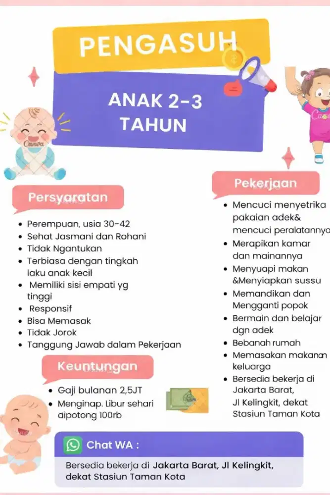 loker ART Momong serabutan