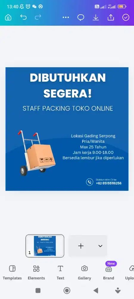 DIBUTUHKAN SEGERA STAFF PACKING