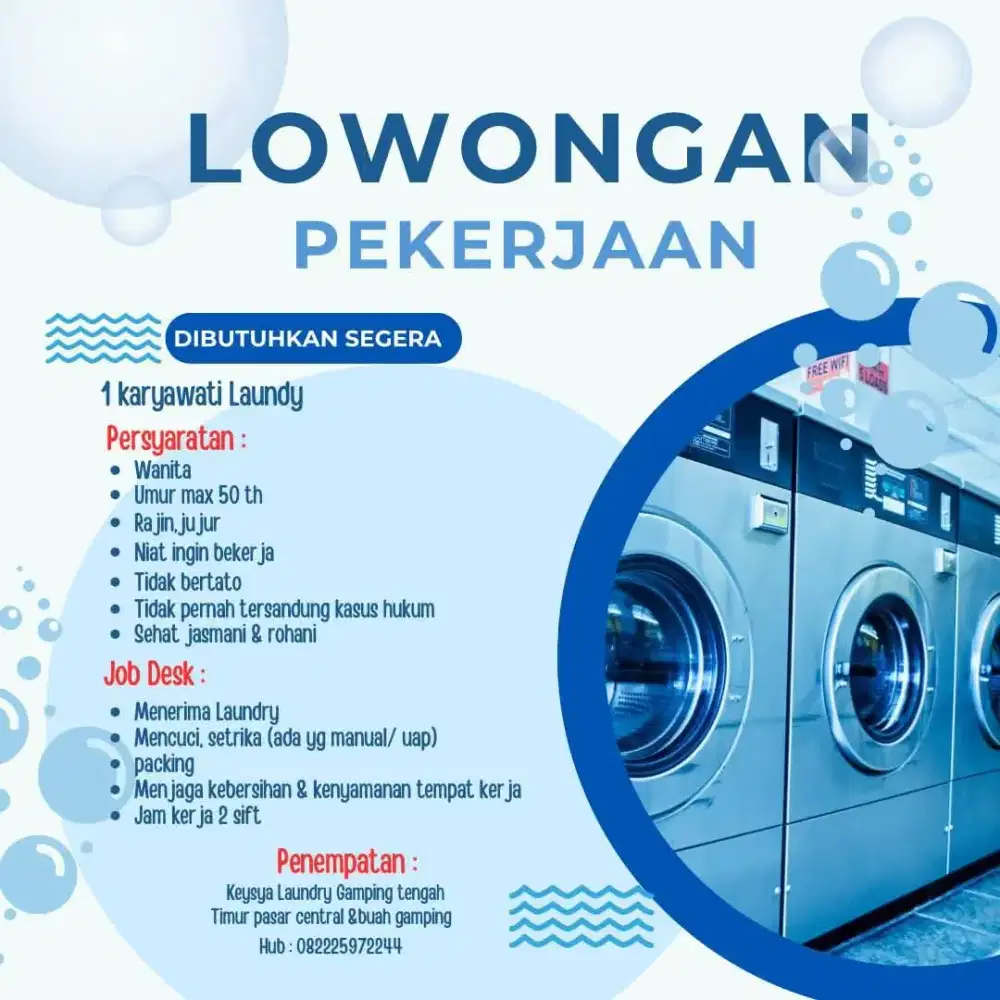 Loker karyawati laundry