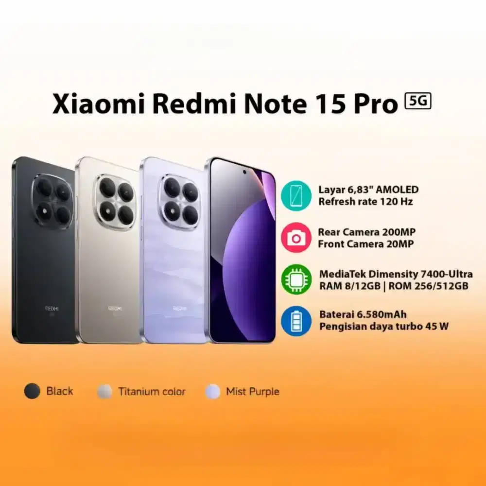 Xiaomi Redmi Note 15 Pro 5G 256Gb/512Gb Kredit Free 1x cicilan&watch 5