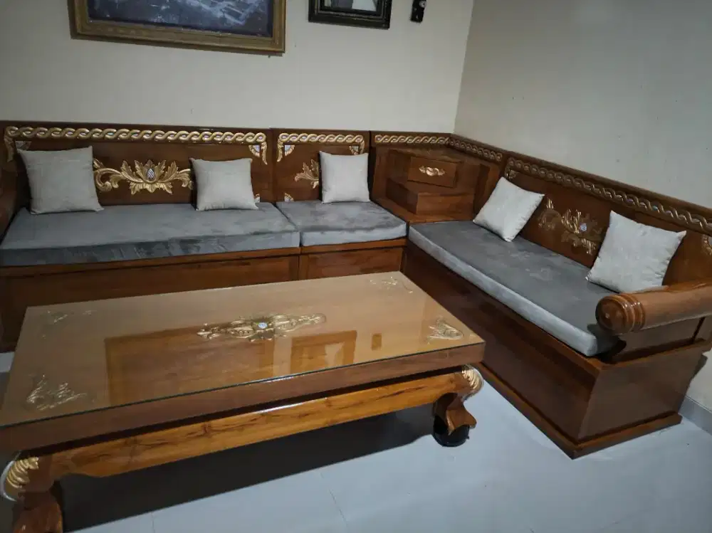 Set meja kursi tamu Gelung jati