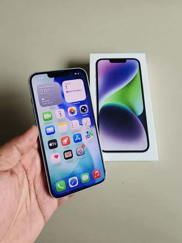 iPhone 14 128gb Purple Resmi iBox Fullset Normal Murah