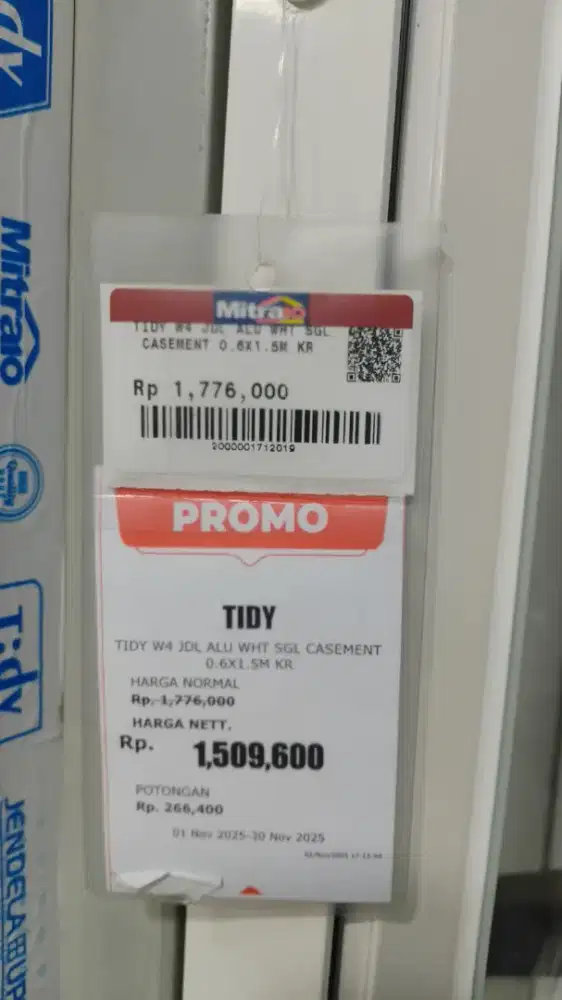 Jendela aluminium merk Tydi 60 cm x 150 cm