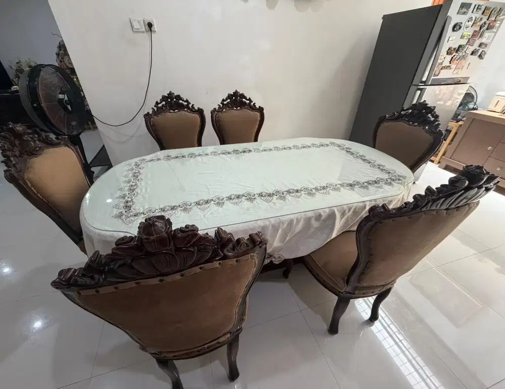 Jual Kursi dan Meja Makan fullset Jati Murah
