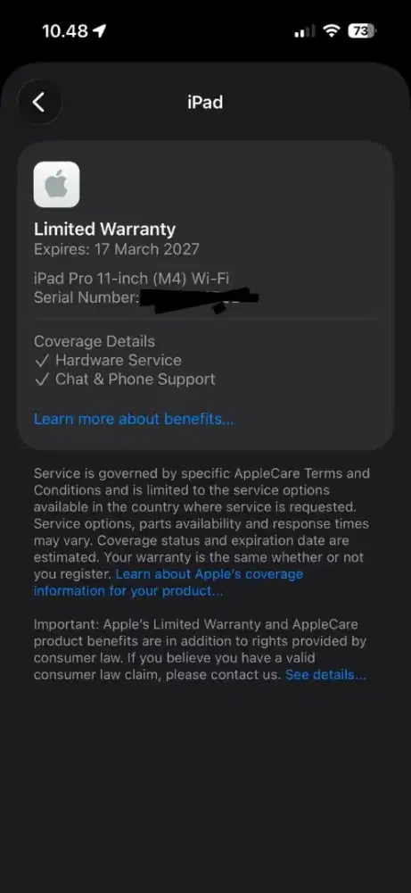 Ipad pro m4 11 256gb WiFi Only silver eks demo ibox