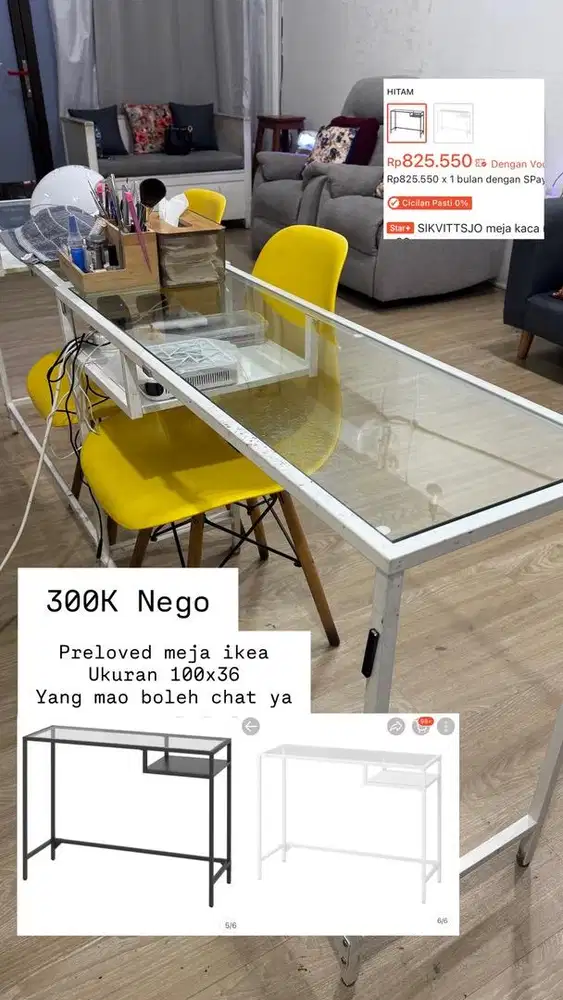 Preloved meja ikea 100x36