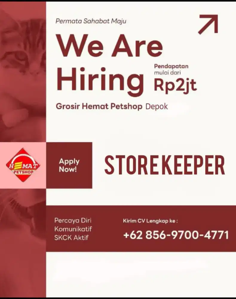 LOWONGAN KERJA STORE KEEPER PETSHOP