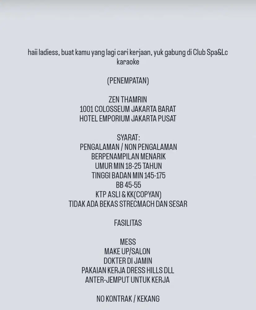 Lowongan spa Jakarta 1001 coloseum