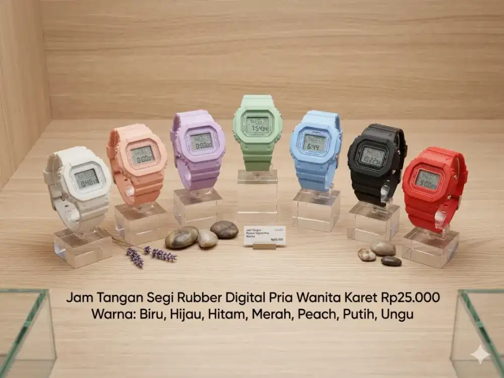 Jam Tangan Pria Wanita Digital Rubber Segi Murah Karet New Design