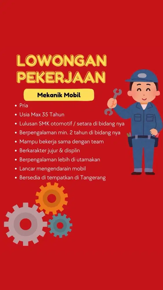 Lowongan Kerja Mekanik Mobil