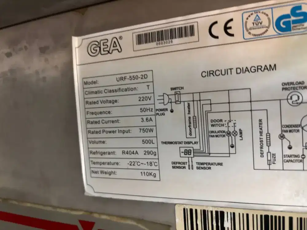 Upright freezer commercial,merk gea