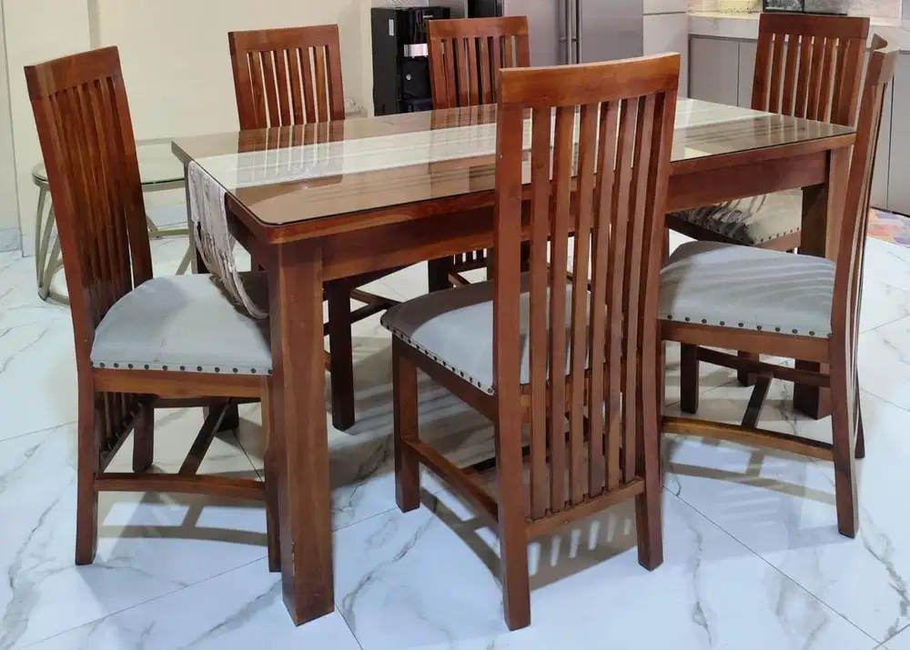 Dijual set meja makan kayu