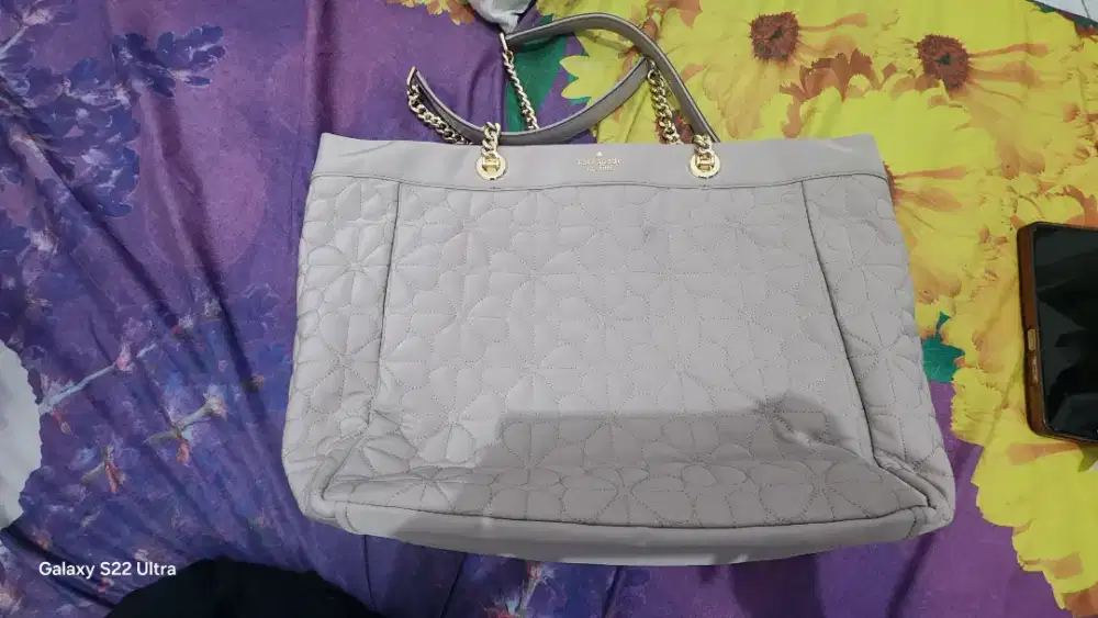 Tas Kate Spade Flower Quilted Fabric Tote Bag