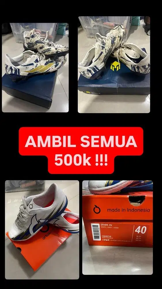Sepatu futsal bola ori 2 pasang 500k