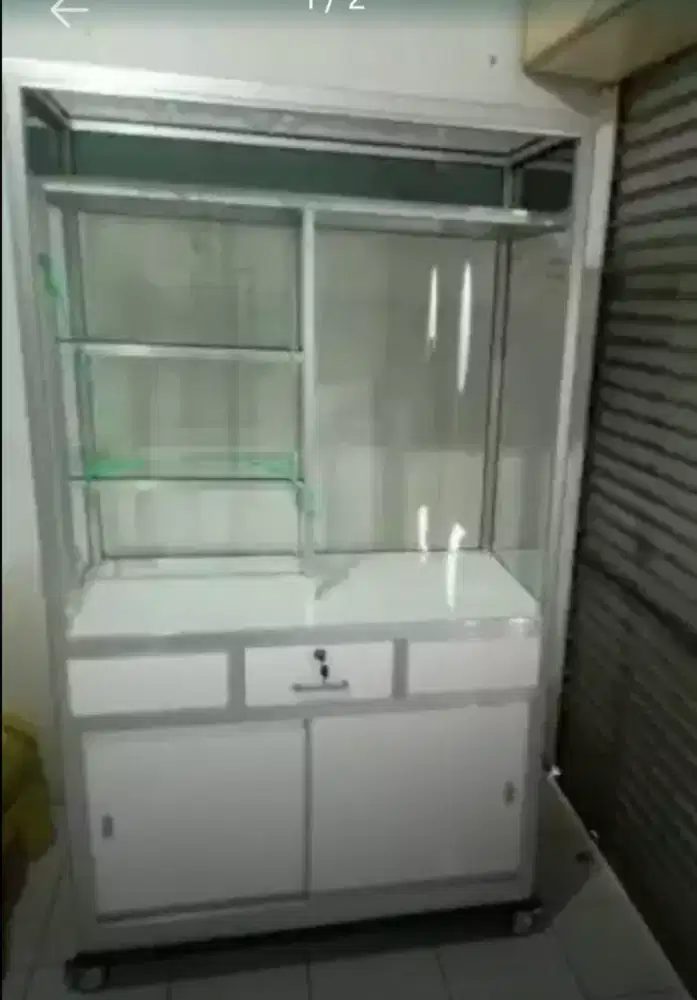 Etalase gerobak Roda jualan  3 in siku besi