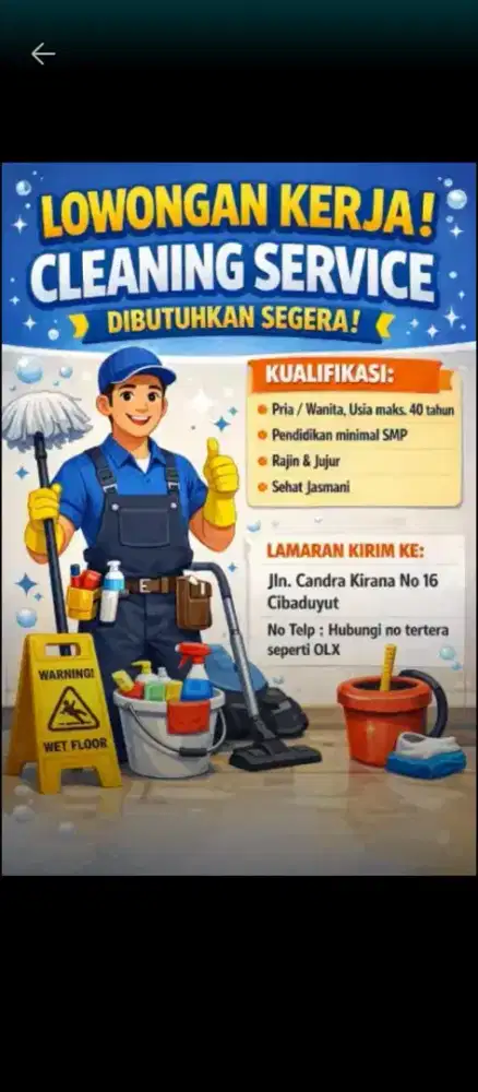 DIBUTUHKAN CLEANING SERVICE KANTOR (BANDUNG)
