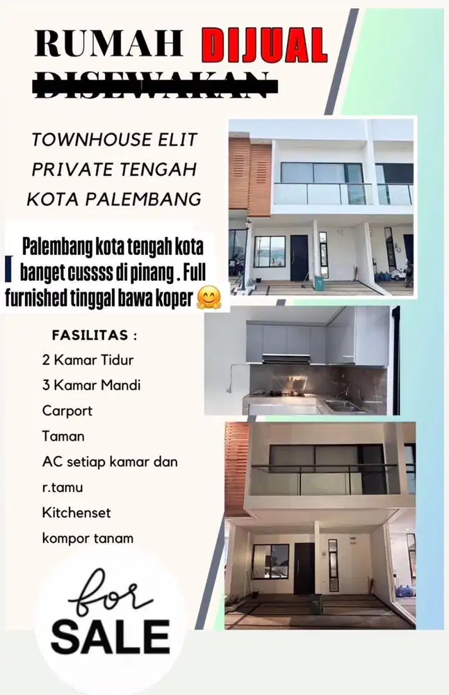 Dijual town jouse mewah tengah kota