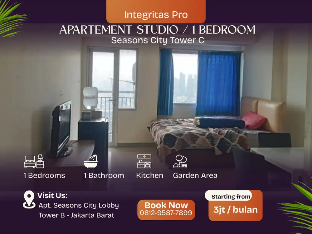 Disewakan apartement Cocok untuk pasangan muda, Type 1Bedroom Furnish