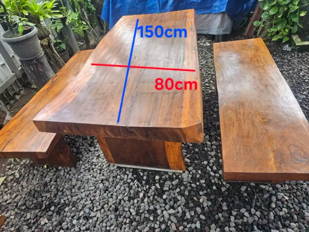 2 set meja trembesi, 6,8 jt nego