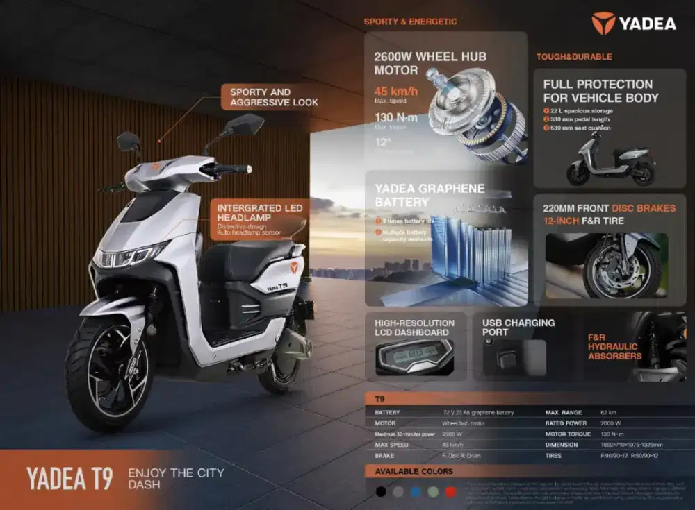 NEW YADEA T9 SPORTY ANTI BANJIR ,ANTI AIR