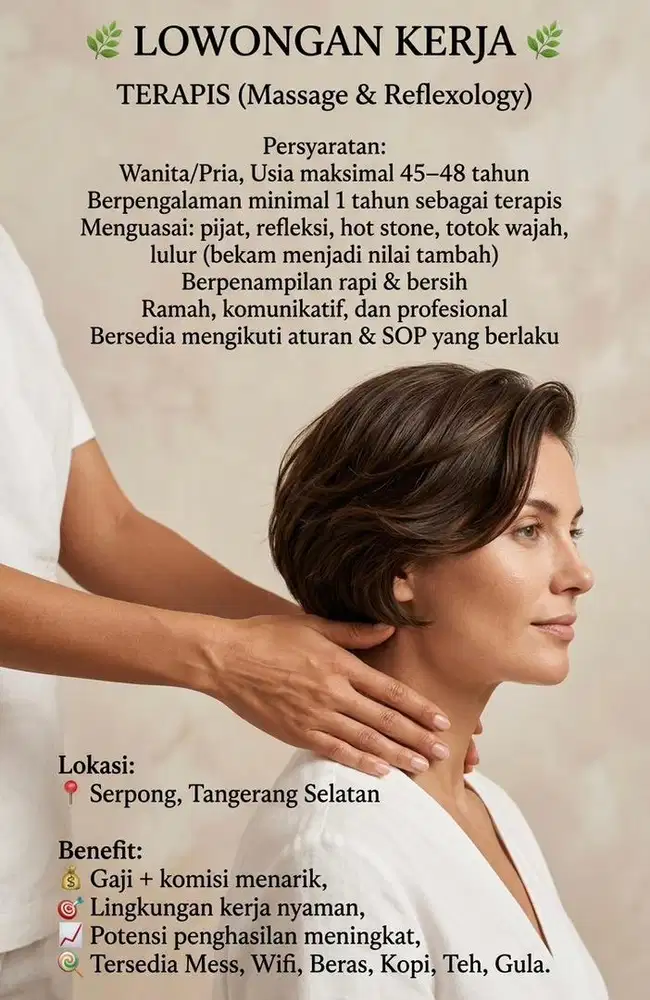 LOWONGAN TERAPIS PRIA WANITA