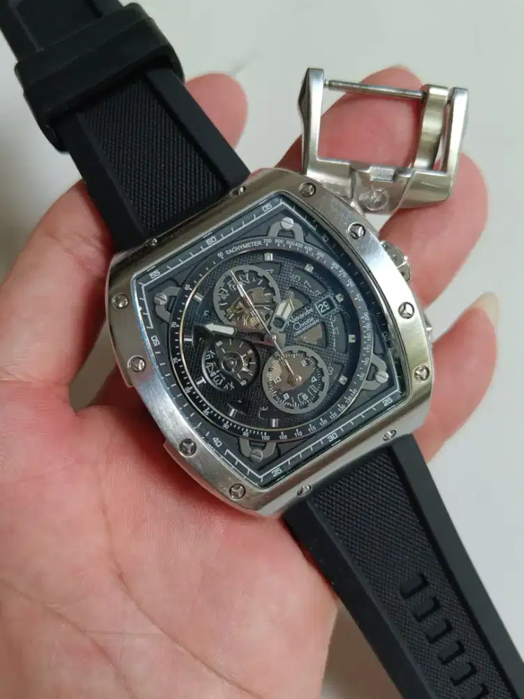 Alexandre Christie 6411MC skeleton dial original bekas bagus normal