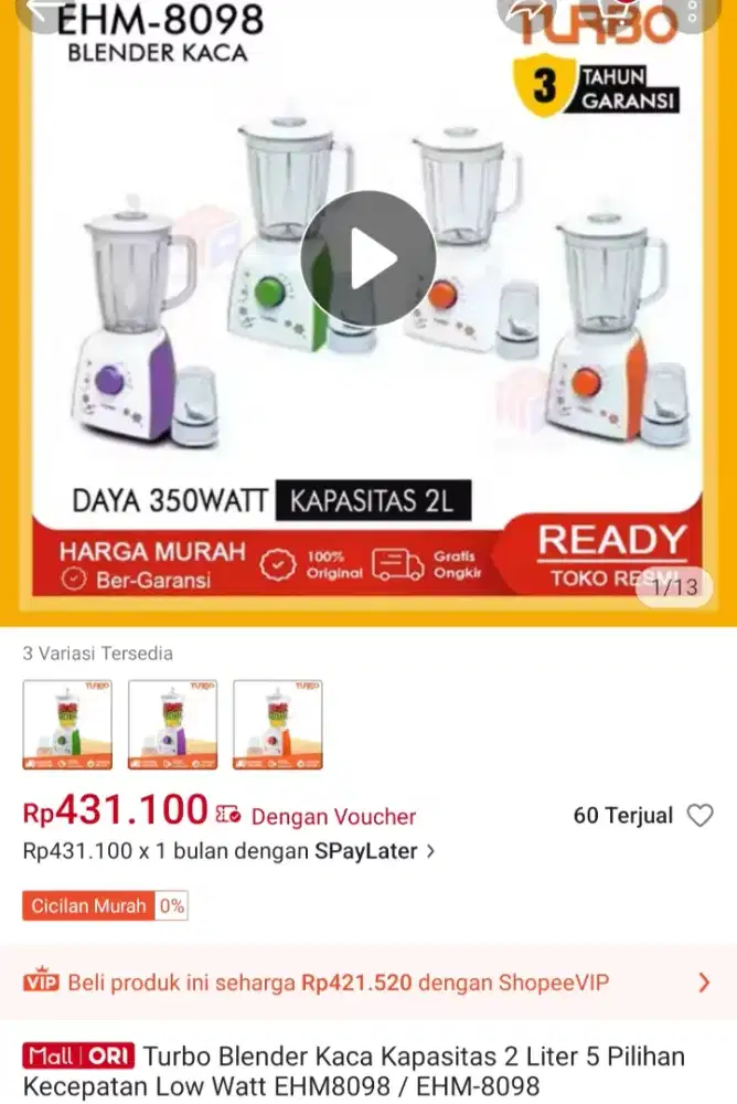 Blander turbo kaca 2ltr