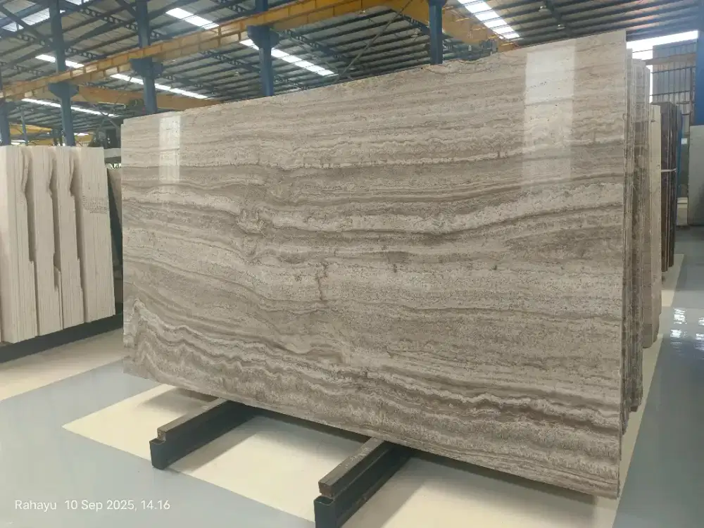 Travertine platinum marmer dinding lantai