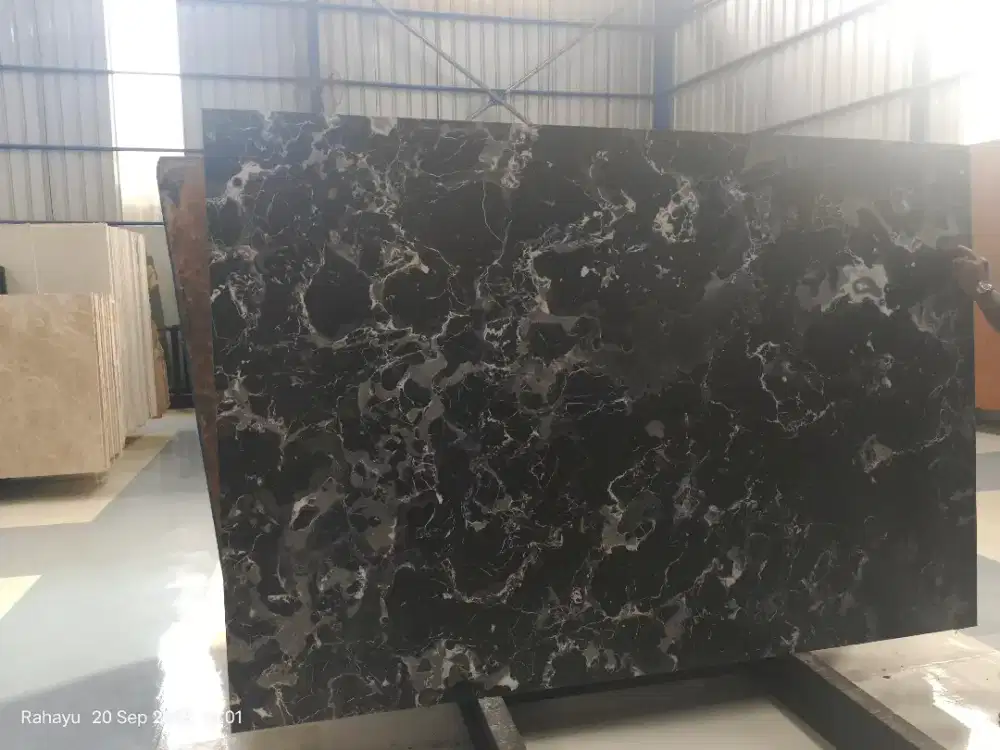 Marmer black flower marmer dinding lantai top table