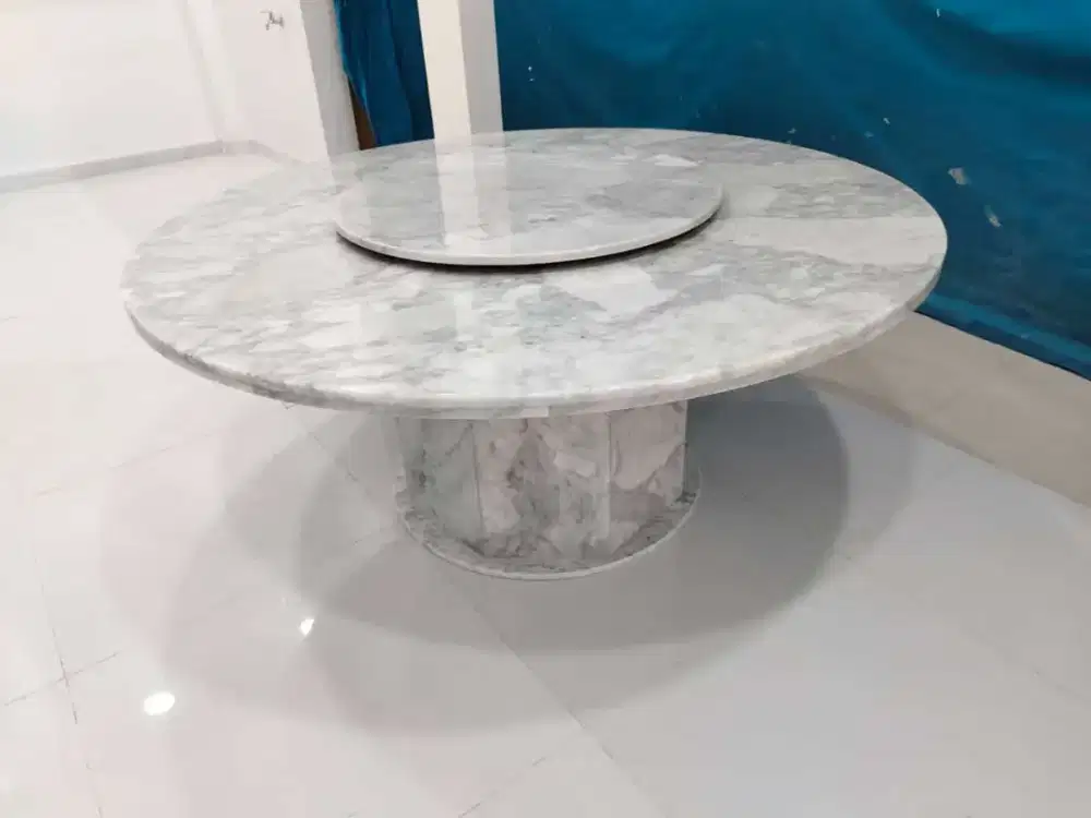 Meja makan marmer white italy