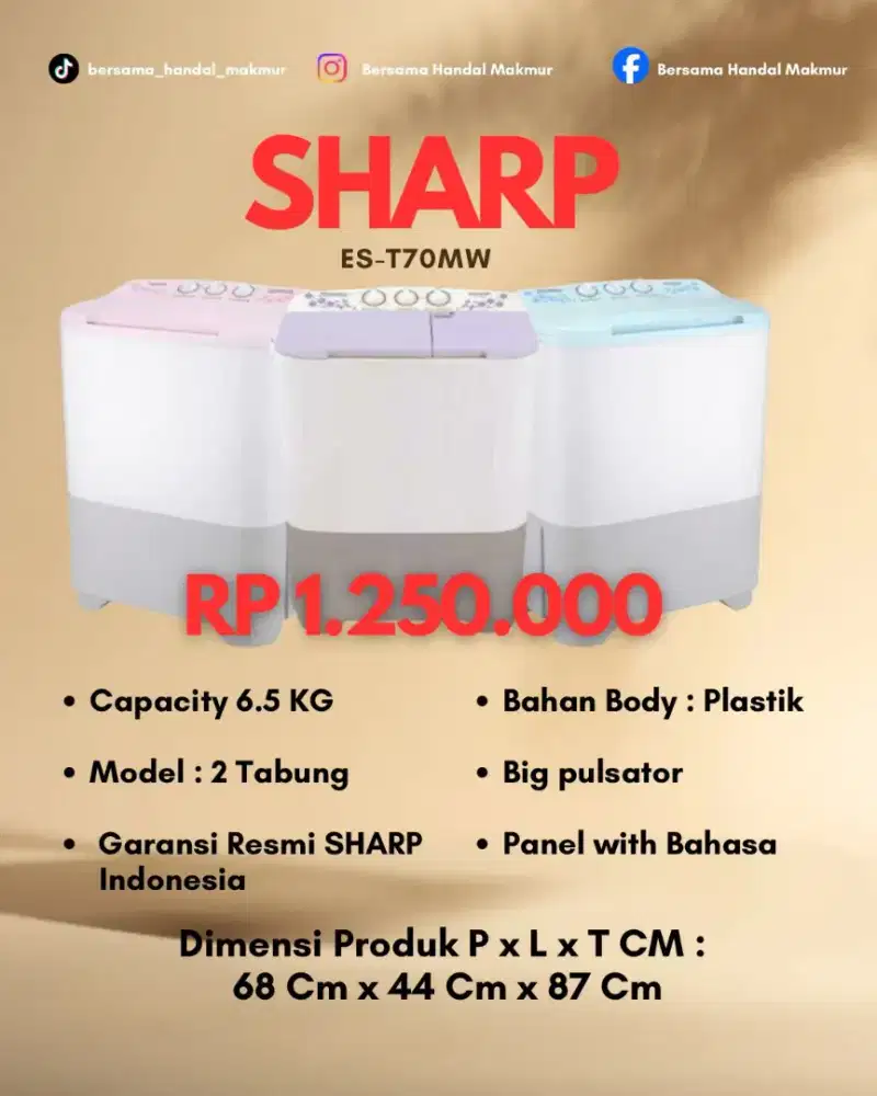 Jual mesincuci sharp 70mw bisa cicil kredit