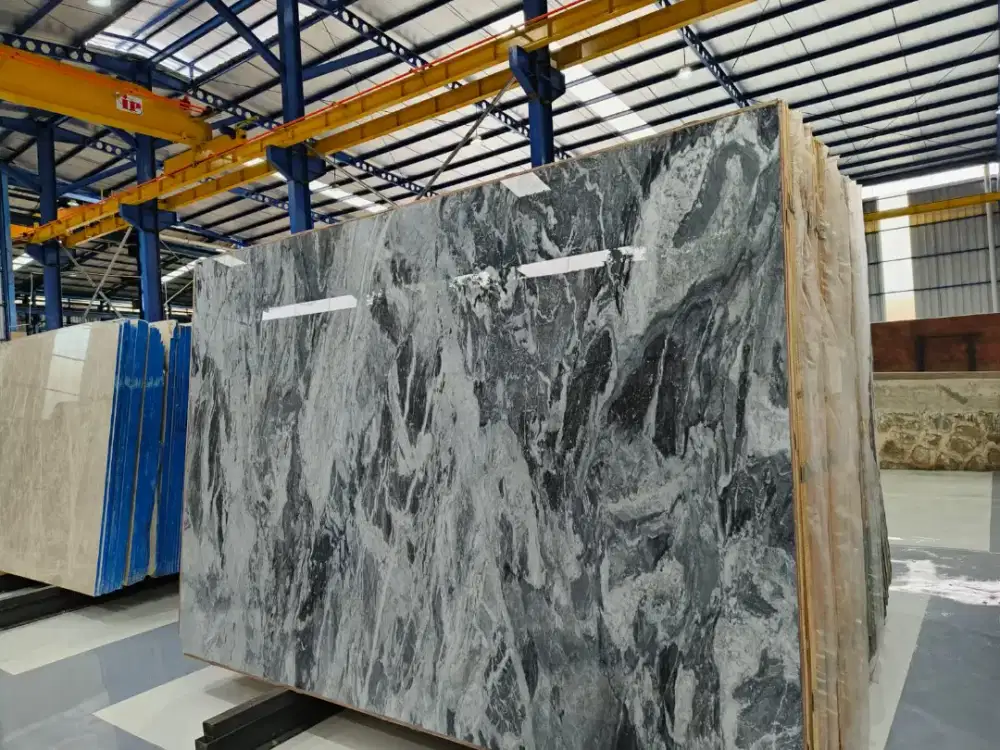 Marmer bardiglio marmer lantai marmer dinding top table