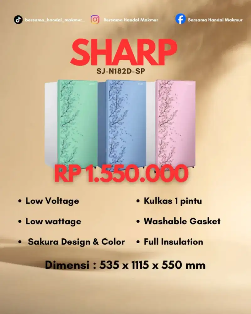 Jual kulkas sharp 1pintu bisa cicil kredit