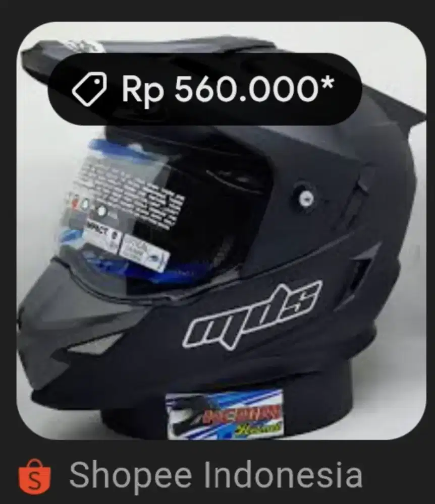 Jual jarang di pakai helm MDS model motor cross warna hitam dop mulus