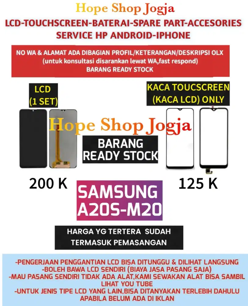 Touchscreen-Baterai-Lcd Samsung A20s-M20