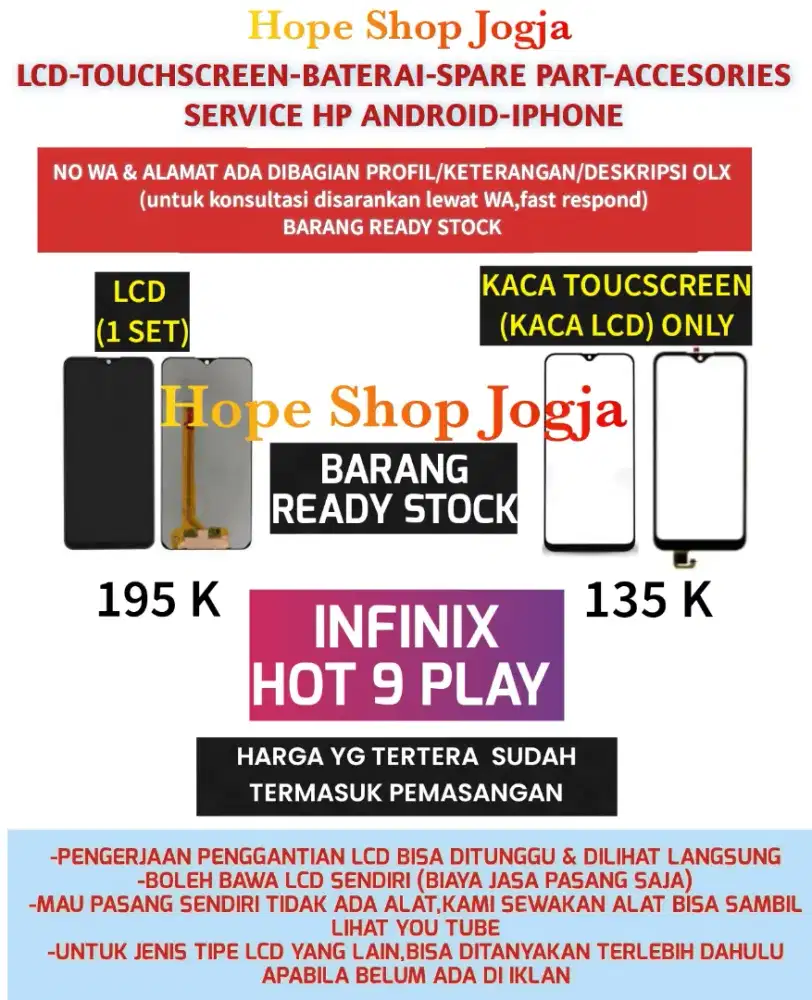 Service HP/Ganti Touchscreen-Baterai-LCD Infinix Hot 9 Play